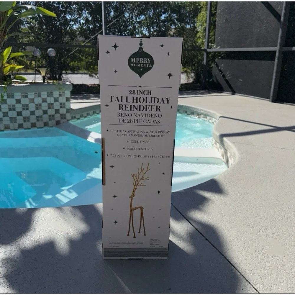 Aldi Merry Moments Sculpted GOLD‎ Christmas Reindeer Pottery Barn 28